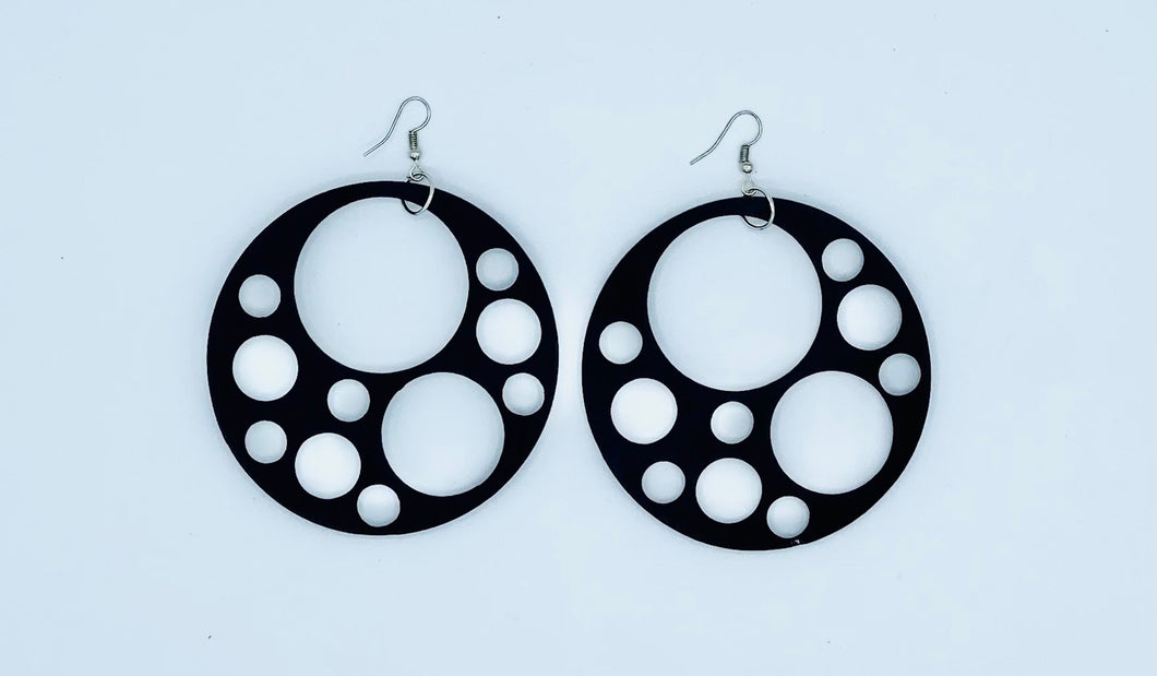 Black Holey Circle Earrings