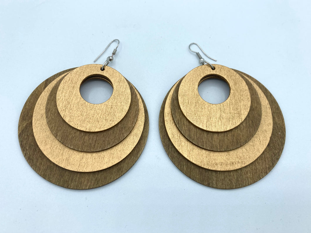 Circles Earrings with Light Brown