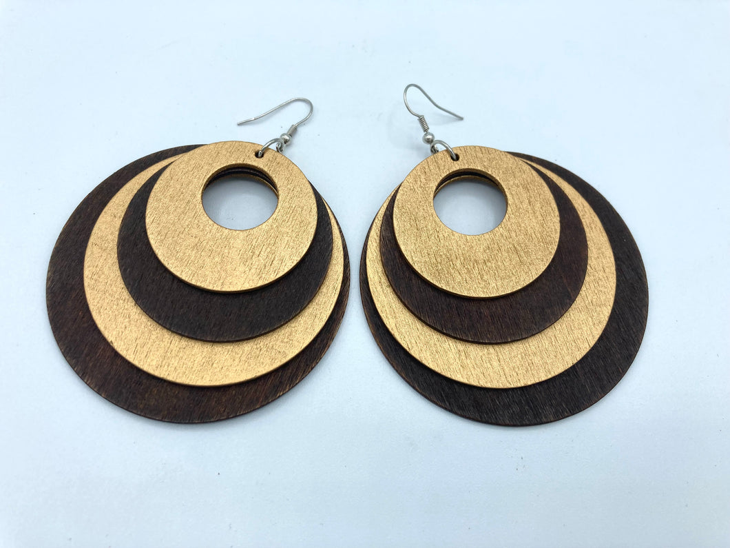 Circles Earrings with Brown